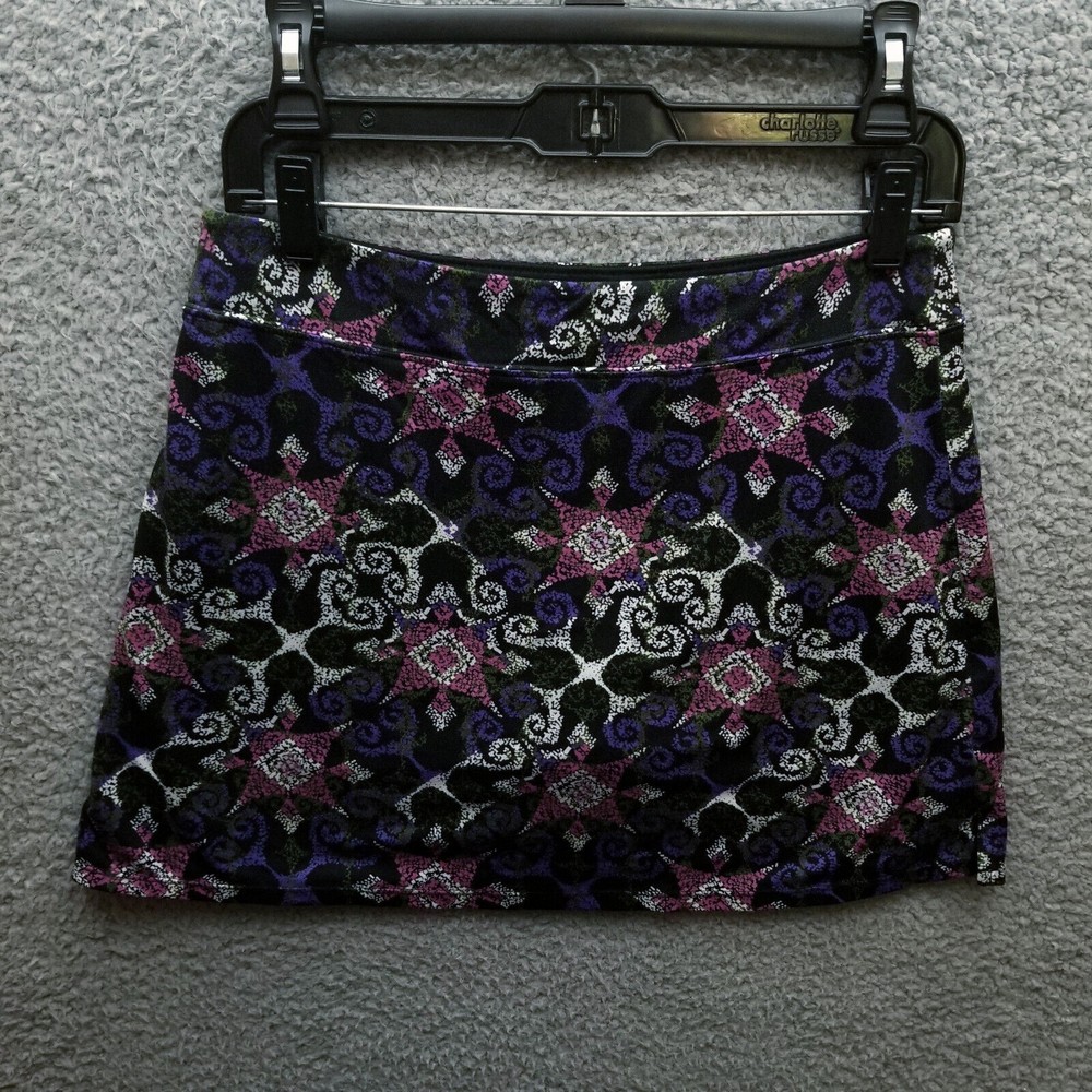 Tranquility Women's S Floral Black Short A-Line Activewear Skort 29" 3" 6.75"